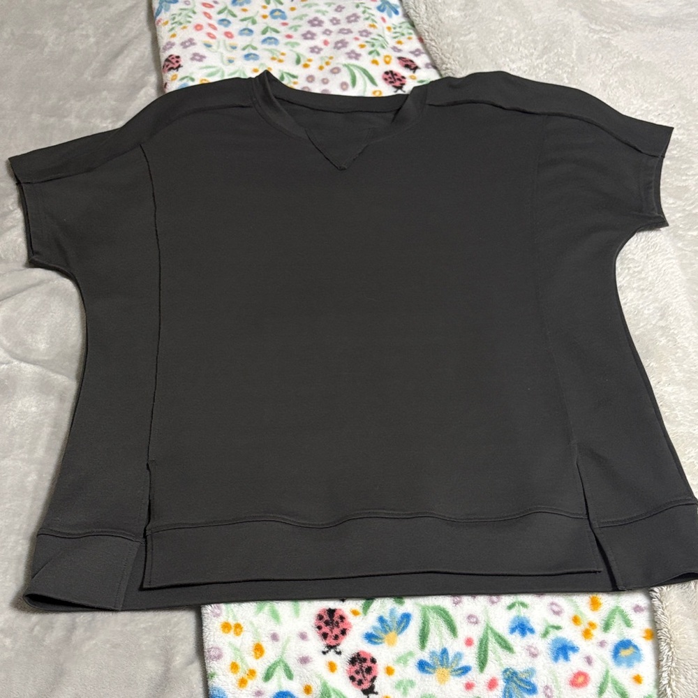Women's Dark Grey V-Neck Top